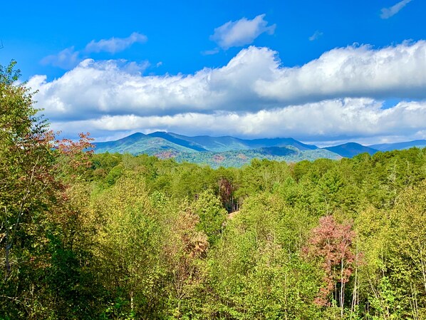 Gorgeous Mountain view from the deck, 1st floor window, and 2nd floor den.