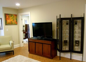 Large television with  cable TV and DVD player