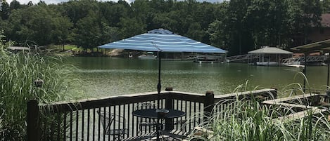 Dock deck at waters edge 