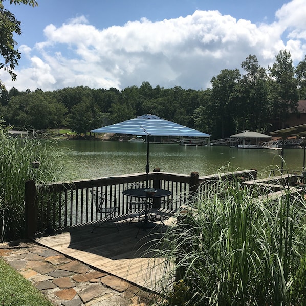 Dock deck at waters edge 