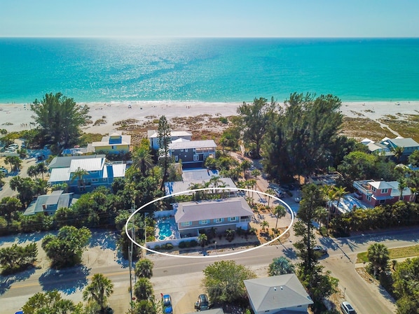 45 Steps and you are literally on the best beach in Anna Maria with direct nightly Sunsets from your porch!