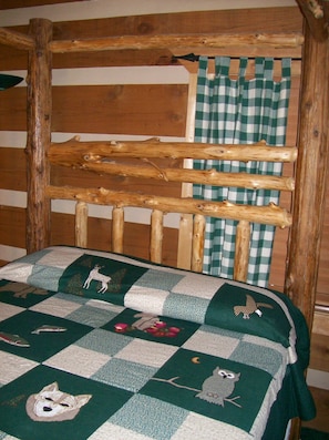 Cedar Log Bed Downstairs Bdrm.