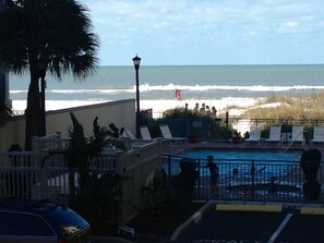 SIDE VIEW FROM OUR 2ND FLOOR BALCONY 101  STEPS FROM OUR  DOOR WAY TO THE BEACH
