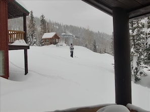 View of Canyonside chairlift and ski run from back deck of condo
