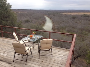 Back deck that overlooks the Clear Fork of the Brazos River