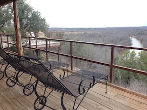 Back deck that overlooks the Clear Fork of the Brazos River