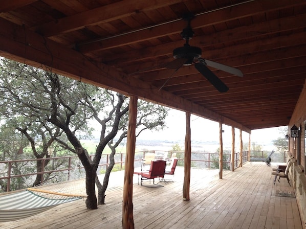 Back deck that overlooks the Clear Fork of the Brazos River