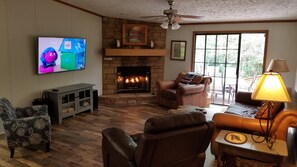 living room with fireplace 