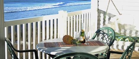 Enjoying the beach from the deck.