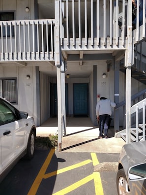 View of ground level entry to condo.