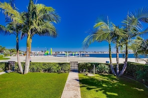 Grass yard and bay views