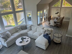 great room and dining area