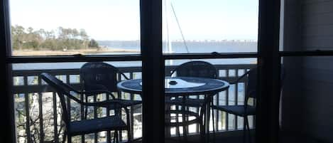 View of Manteo Harbor from balcony.