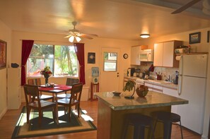 Entire kitchen and dining area.