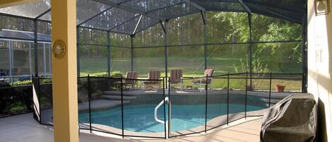 double covered lanai and pool