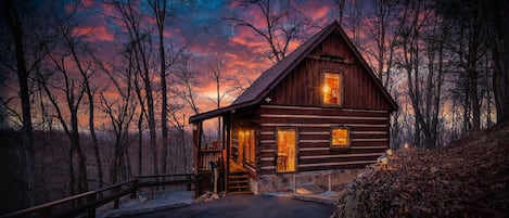 Welcome to Bear Moon Cabin, a hand-hewn log cabin.