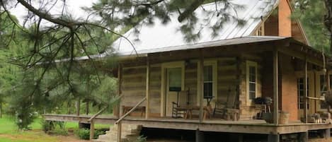 The Pines Cabin is located on a blueberry and blackberry farm.
