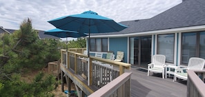 Looking towards the dining room and beyond to the guest wing.