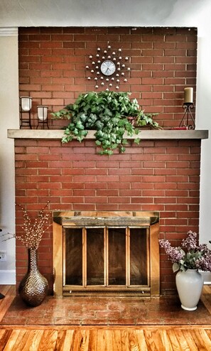 Decorative none working fireplace. 