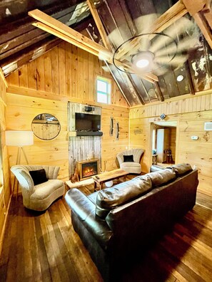 Living Room with Electric fireplace and Smart Tv
