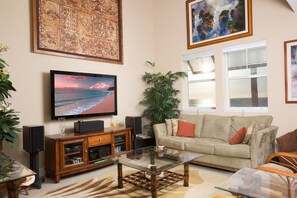 Relax and watch a movie as the ocean breeze fills the room.