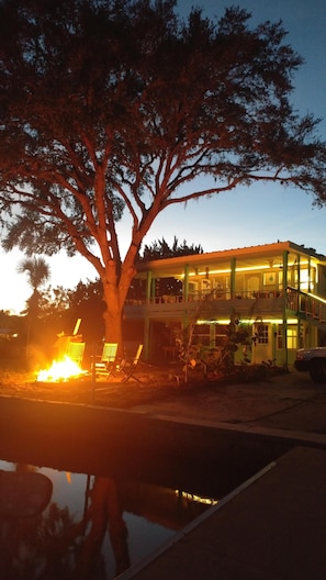 Sunset with a fire blazing!