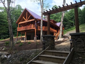 Stairs coming up from the Gazebo to the house