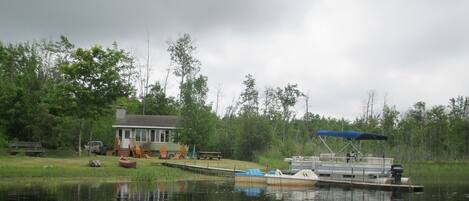 Cabin with pontoon boat