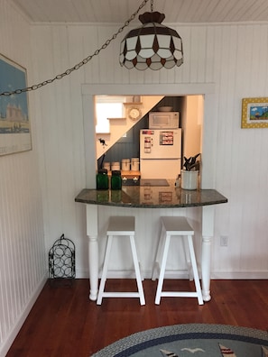 looking into kitchen from living room
