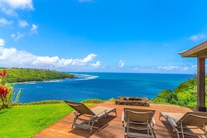 Chaise lounges and fire pit for your outdoor enjoyment. 