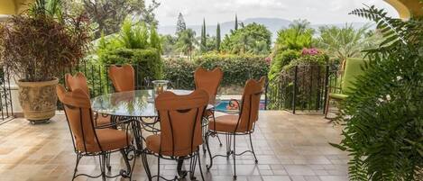 Dining spot on the rear terrace