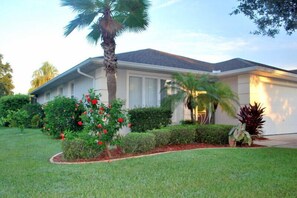 Front of house, corner lot.