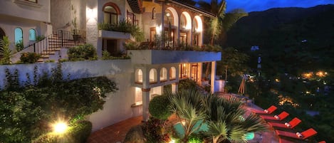 Villa and patio evening