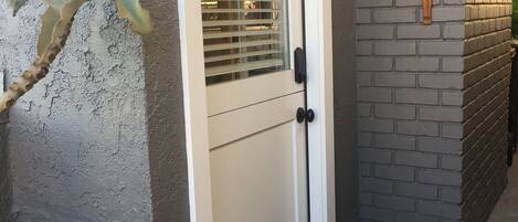 Front door with keyless entrance. 