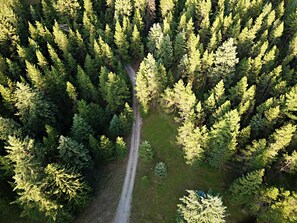 Drone shot of entrance