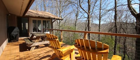 Open Deck, plenty of chairs, winter lake view