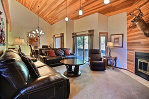 Main floor living area, viewed towards dining area