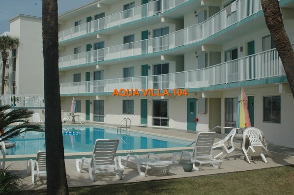 Walk out the front door, relax in the pool or sit up on the pool deck.