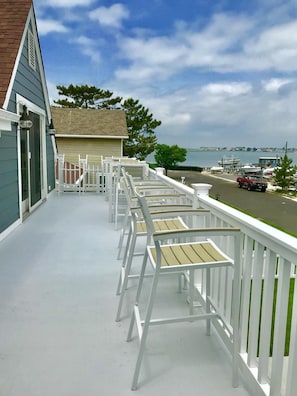 Ample seating for seating on the deck overlooking the Bay