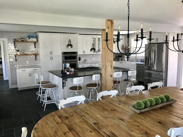 Large renovated kitchen. Perfect for multi family beach vacation gatherings.