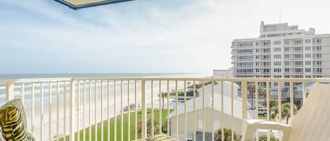 Balcony with Ocean Views and Seating at Hacienda del Sol 508