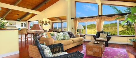 Living Room with views of Poipu Crater