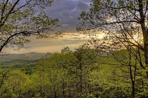 long range mountain views with vineyards in the distance