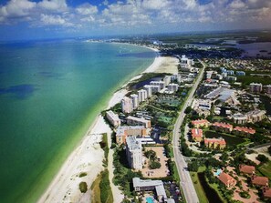 Arial view of Fort Myers Beach coastline. Condo is near bottom og pic. 