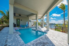 In-ground heated swimming pool