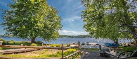 Back yard with private boardwalk, dock and sand beach!