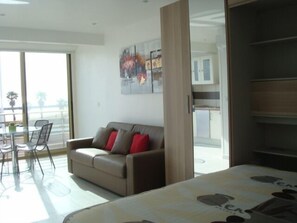 A big room  with a view of sea