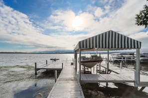Oversized pier for easy access for all lake activities!