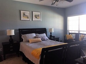 Master bedroom with Queen size bed and adjoining bathroom