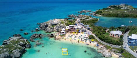 Ariel View of Tobacco Bay and our Beach House.
(Dark Blue House)